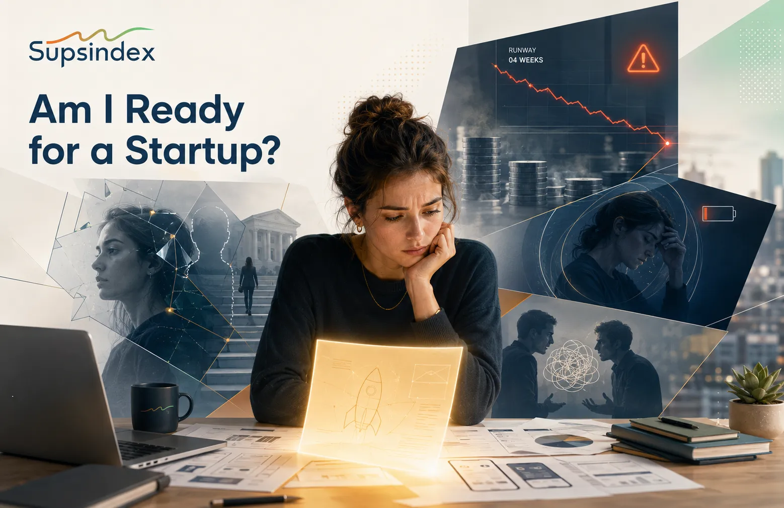 A professional assessing her business plan to figure out if she is ready for a startup.