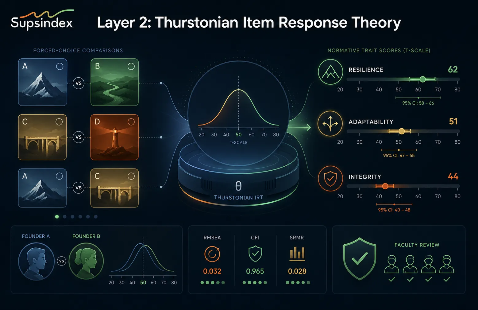 Layer 2 of the GEB Index methodology applying Thurstonian Item Response Theory to generate normative scores.