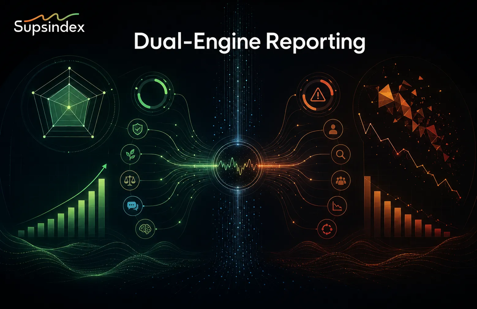 Layer 3 of the GEB Index methodology featuring dual-engine reporting for strength patterns and risk signatures.