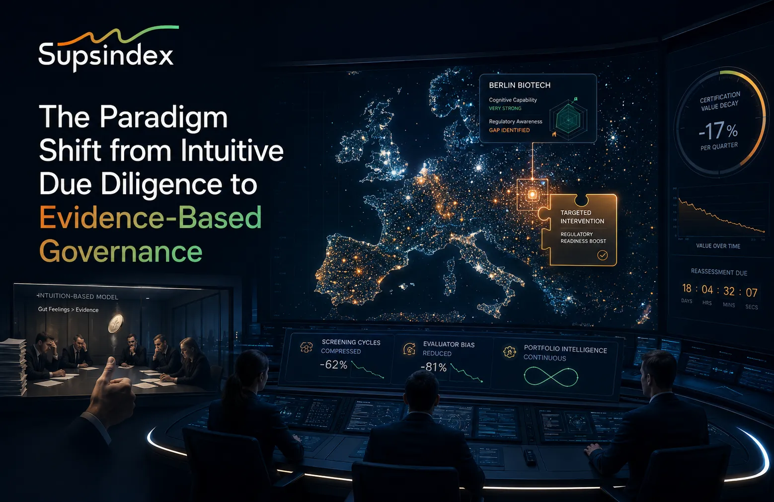 A strategic command center demonstrating the paradigm shift from intuitive due diligence to evidence-based governance.
